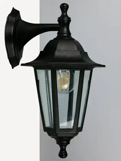 Фасадный настенный уличный светильник под лампу Е27, IP65, классическая форма, корпус пластик + стекло, цвет черный, Напрямую у производителя