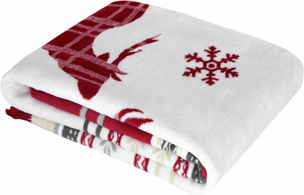 Плед 200x220 Arya home Christmas Winter белый, красный