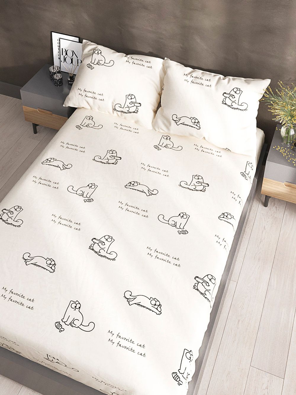 Простынь Сказка "Котики Грей" 200х215 см, перкаль