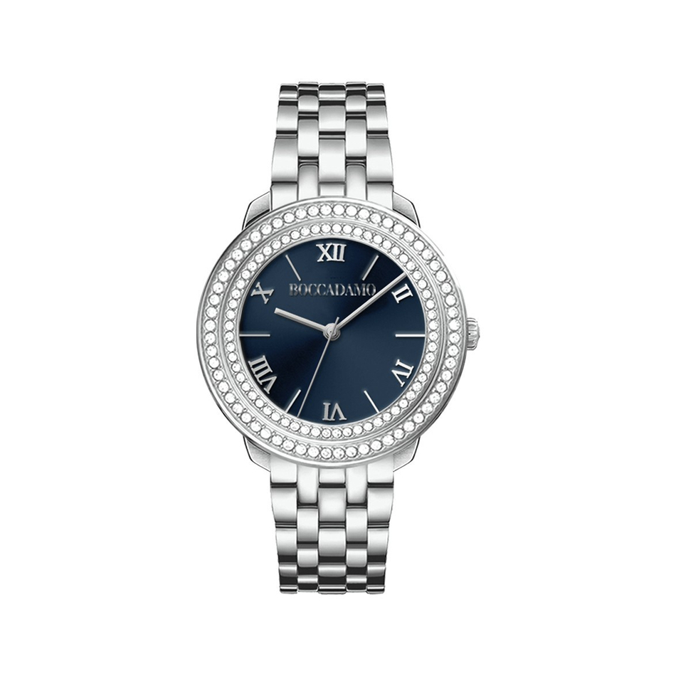 Часы Boccadamo Diva Silver Blue DV002 BL/S с минеральным стеклом, кристаллами Swarovski