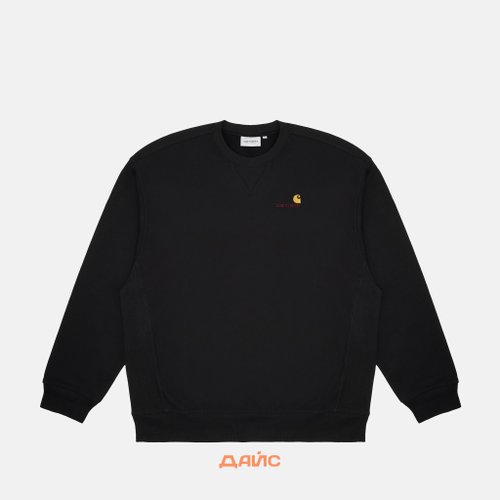 Толстовка мужская Carhartt WIP American Script Sweatshirt артикул:I025475_black - купить в магазине Дайс