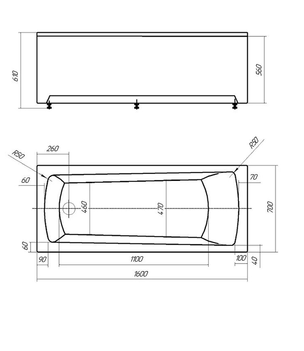 Акриловая ванна Aquatek Либра New 160x70 LIB160N-0000003 без гидромассажа с фронтальной панелью с каркасом (разборный) со слив-переливом (слева)