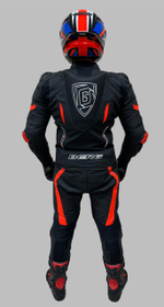 Мотокомбинезон раздельный кожаный BERG S-TR черно красный 54