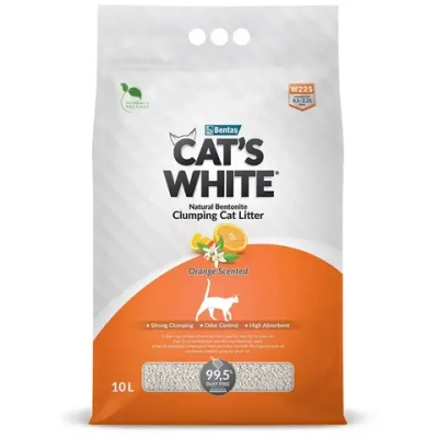 Cat's white orange наполнитель комкующийся для кошачьего туалета с ароматом апельсина - 10 л