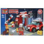 Конструктор пластмассовый Пожарная станция, 150 дет. 35008-KK (Город мастеров)
