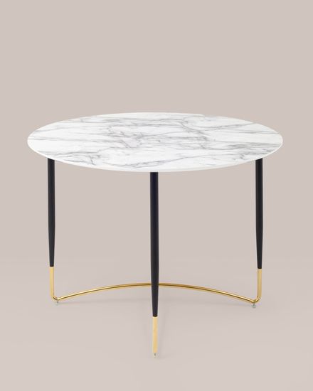 Стол обеденный Даймакс 110*110 белый мрамор