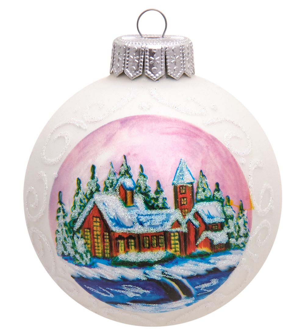 Элита НФШ-1574 Ел. украшение Шар «Домик на берегу» 100 мм