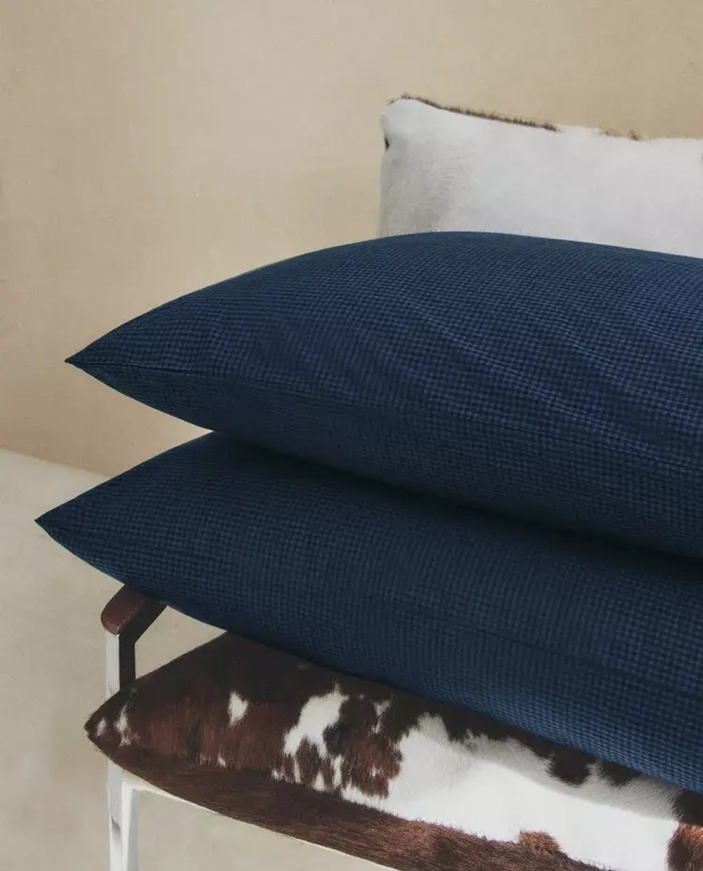 ZARA HOME НАВОЛОЧКА ИЗ ХЛОПКА С ТКАНЫМ УЗОРОМ, СИНИЙ