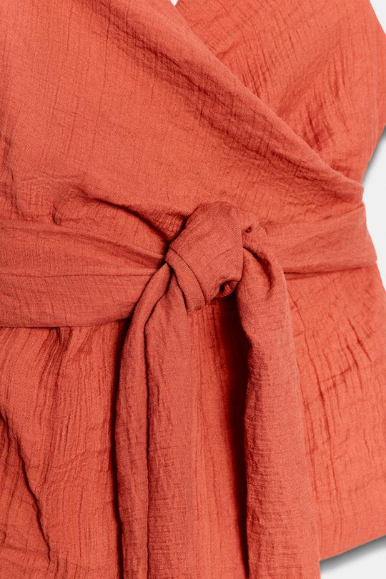 ZARA ТОП-ЖИЛЕТ С ЗАВЯЗКАМИ, ЦВЕТ ЖЖЕНОГО АПЕЛЬСИНА