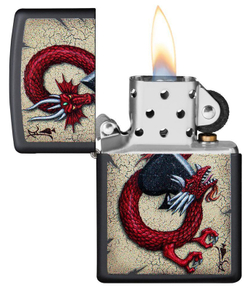 Зажигалка чёрная "Карточный дракон пики" Dragon Ace Design ZIPPO 29840