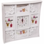 Фоторамка-коллаж 42*43см «Вьюнок», цвет белый, на 4 фото, пластик, с часами