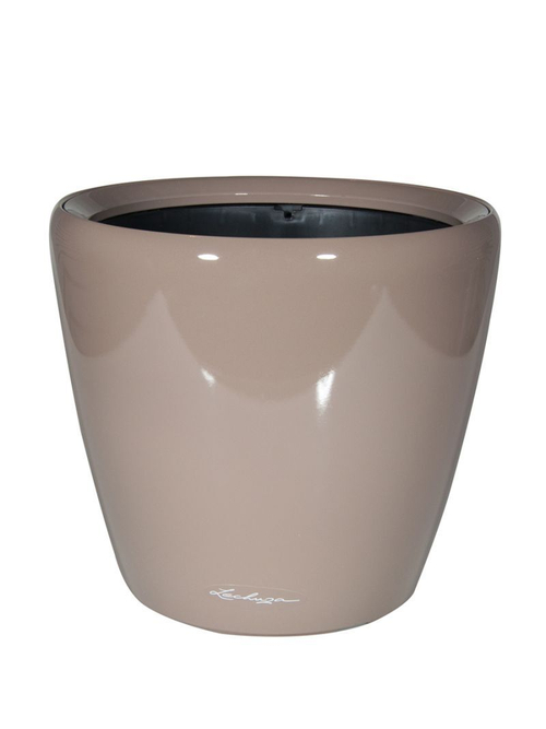 Кашпо Lechuza "Classico LS Complete taupe high gloss" (пластик), D43xH40 см