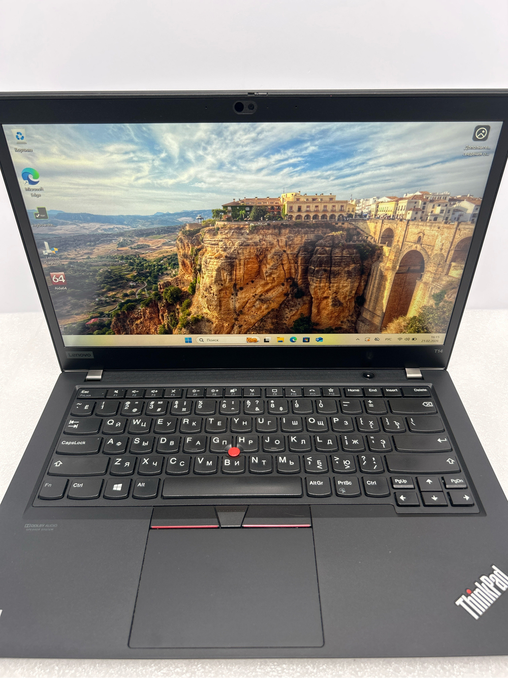 Ноутбук Lenovo ThinkPad T14 Gen 1 (20UES4QC00) 14"/AMD Ryzen 7 Pro 4750U/RAM 16GB/SSD 512GB/AMD Radeon Graphics/1920*1080/IPS/Windows 11/Подсветка кл-ры: НЕТ/Чёрный. Состояние: Уценка/большой след на матрице от клавиатуры/С1