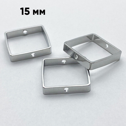Коннектор-рамка, цвет серебро (родий), размер 15*3 мм, цена за 1 шт