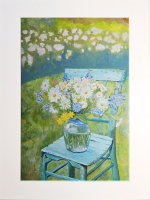 Картина авторская маслом на холсте в паспарту 40х50 см на стену для интерьера "Полевые цветы"