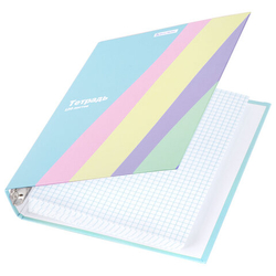 Тетрадь на кольцах А5 175х215мм, 120л, твердый картон, клетка, BRAUBERG, кросс-серия PASTEL, 405198