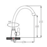 Смеситель для кухни, РМС, с кран-буксой, для одного типа воды, хром, SL79-269F-1