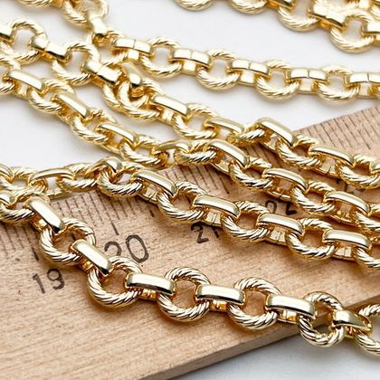 Цепочка, цвет золото, размер звена 6,5*6,5+6*2 мм, цена за отрезок 25 см