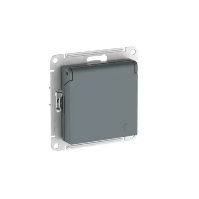 ATLASDESIGN РОЗЕТКА с заземлением со шторками с крышкой,16А,IP20, мех.,быстрозажим. клем., ГРИФЕЛЬ