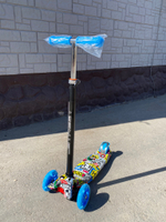 RR2-S/RR2-1/Самокат четырехколесный колеса: PU, светящ. d120 d76 мм., Руль: 66-87 см 60 кг, синий