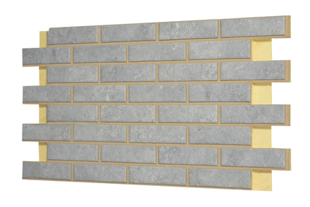 Клинкерная фасадная термопанель, плитка BestPoint Exclusive Cement gray, ППУ (пенополиуретан), 1028x616 толщина 65 мм