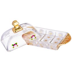 МАСЛЕНКА "LEFARD GOLD GLASS" 17,5*10,5 СМ. ВЫСОТА=9 СМ. (КОР=24ШТ.)