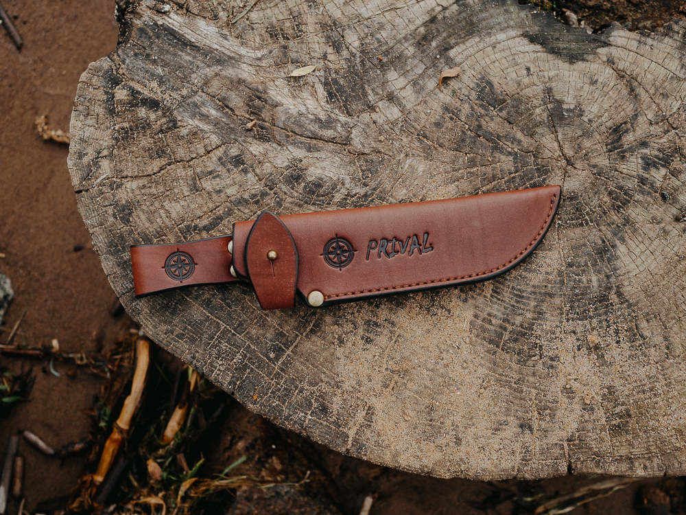 Ножны-чехол для ножа кожаный с гардой Prival НГ-1  Premium,  для клинка до 135х45мм