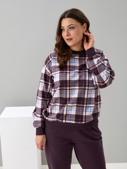 Толстовка К-90/клеткашоколад-бежголубой