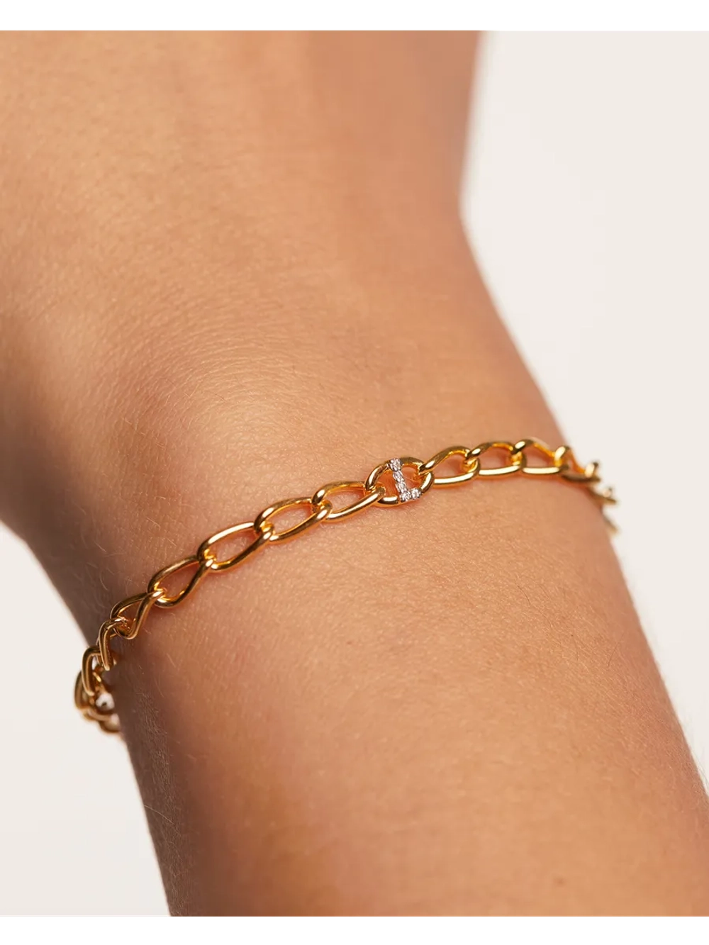 Браслет Буква L серебро 925 пробы покрытое золотом