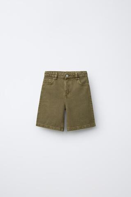 ZARA ШОРТЫ-БЕРМУДЫ RELAXED BAGGY, ЗЕЛЕНЫЙ