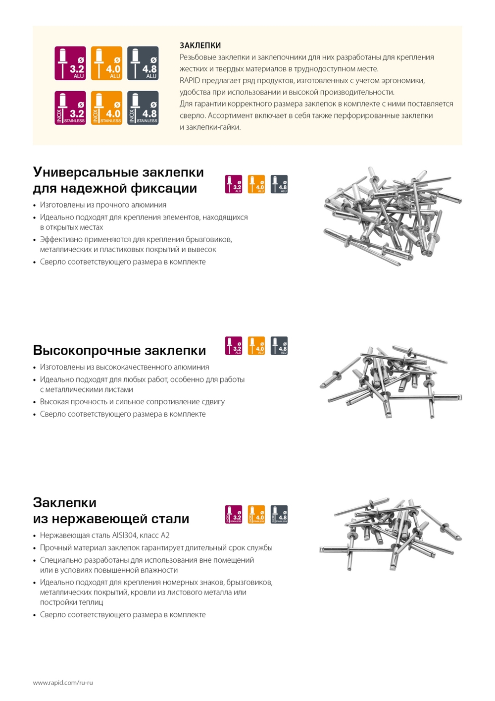 RAPID R:High-performance-rivet, 4.8 х 10 мм, 350 шт, алюминиевая высокопроизводительная заклепка (5001435)