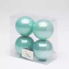 Набор пластиковых шаров Глория 100 мм., тиффани перламутр, 4 шт., ЕлкиТорг (150416)
