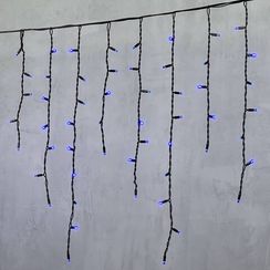 Светодиодная бахрома с колпачком 3,2*0,9 м., 168 синих LED ламп, каучуковый черный провод, LTC (LL168-1-2B)