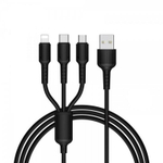 Кабель USB BOROFONE BX16 3 в 1 для iPhone/Micro/Type C (черный) 1m