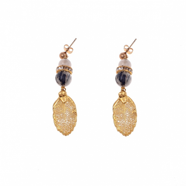 Серьги листья Ester Bijoux Барвинок F654C-G BR