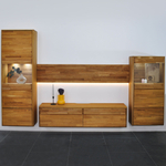 Михаэлла тумба под телевизор из массива дуба премиум качества, с навесной системой, и подсветкой, Беларусь