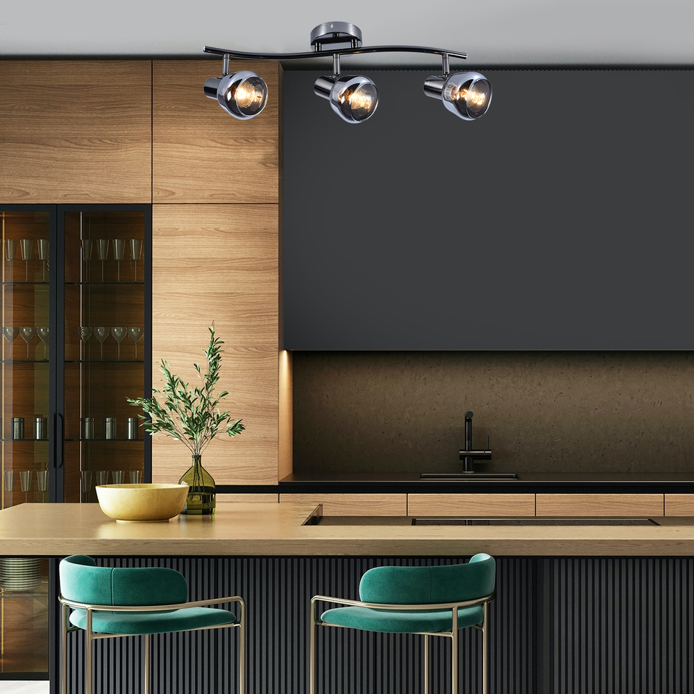 Настенный светильник 3x40Вт E14, металл/стекло, темный хром