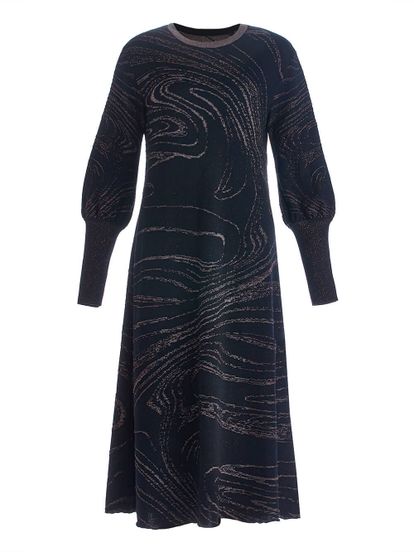 Женское платье черного цвета из шерсти и вискозы - фото 1