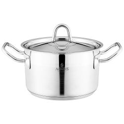 КАСТРЮЛЯ AGNESS 16X10 СМ 1,8 Л ВЫСОКОКАЧЕСТВЕННАЯ НЕРЖ СТАЛЬ 18/10 С КРЫШКОЙ НЖС