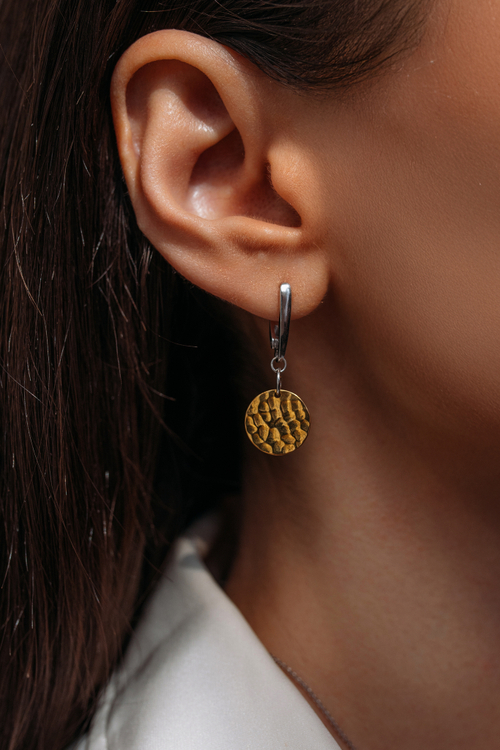 Серьги "Битые медальоны" в золочении