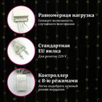 Электрогирлянда-занавес комнатная "Штора" 3х3 м, 196 LED, теплый белый свет, 220 V, ЗОЛОТАЯ СКАЗКА, 591352