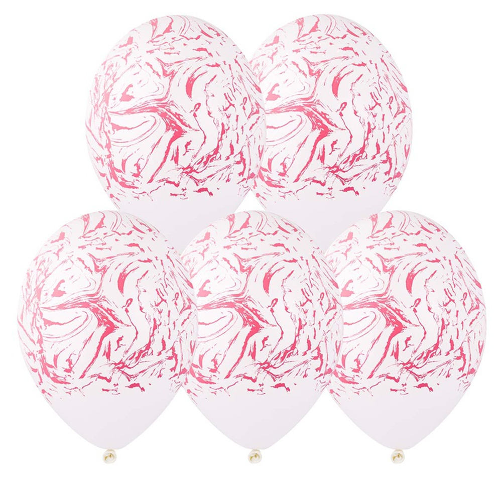 Шар латексный 35см Мрамор (Белый)