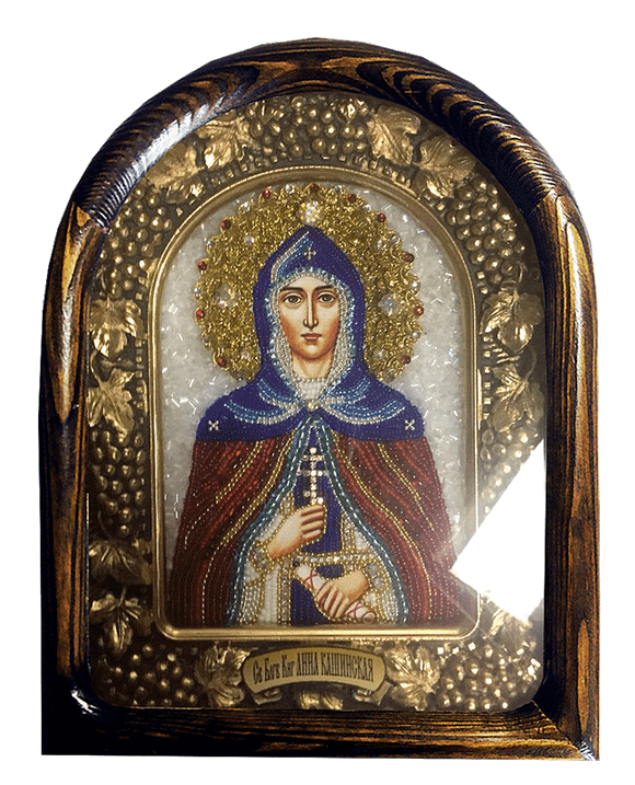 Дивеевская икона святая благоверная княгиня Анна Кашинская, печать, гранат и бисер
