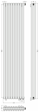 Сунержа Эстет-00 EU50 1800х405 9 секций