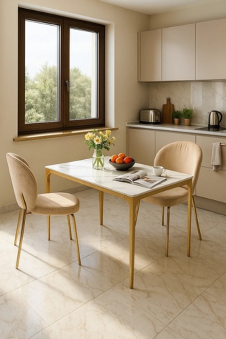 Стол обеденный Ist Casa Камео, 105х70х76 см, белый мрамор (Статуарио)