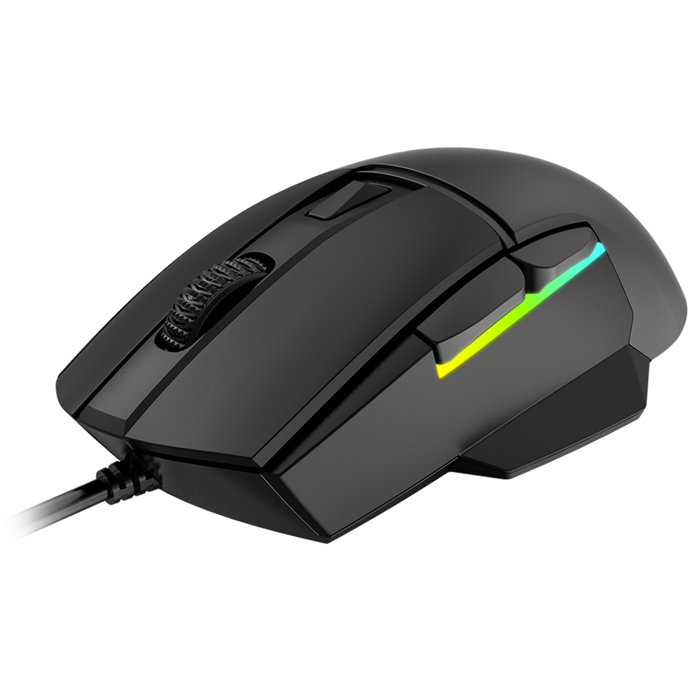 LORGAR Jetter 357, gaming mouse, Optical Gaming Mouse with 6 programmable buttons, Pixart ATG4090 sensor, DPI can be up to 8000, 30 million times key life, 1.8m PVC USB cable, Matt UV coating and RGB lights with 4 LED flowing mode, size:124.90*71.65*41.36mm, 115g
