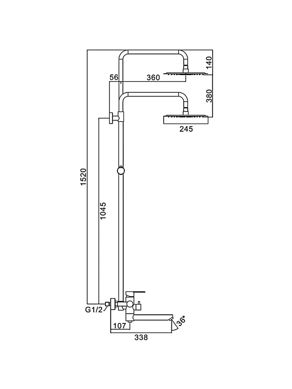 Душевая система с тропическим душем FRAP F24801-6