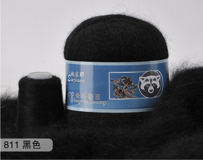 Пряжа "Норка" длинноворсовая, Пух норки-90% Полиамид-10%, черный