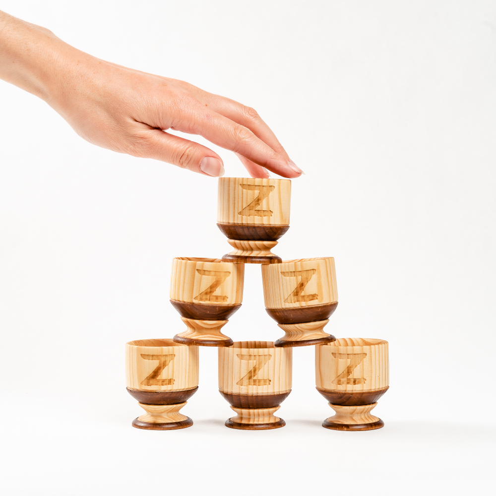 Набор деревянных рюмок (стопок, шотов) из древесины сибирского кедра, набор 6 штук. RN15