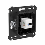 Компьютерная розетка RJ-45 без шторки в стену, кат.6 одинарная, "Avanti", "Черный квадрат"